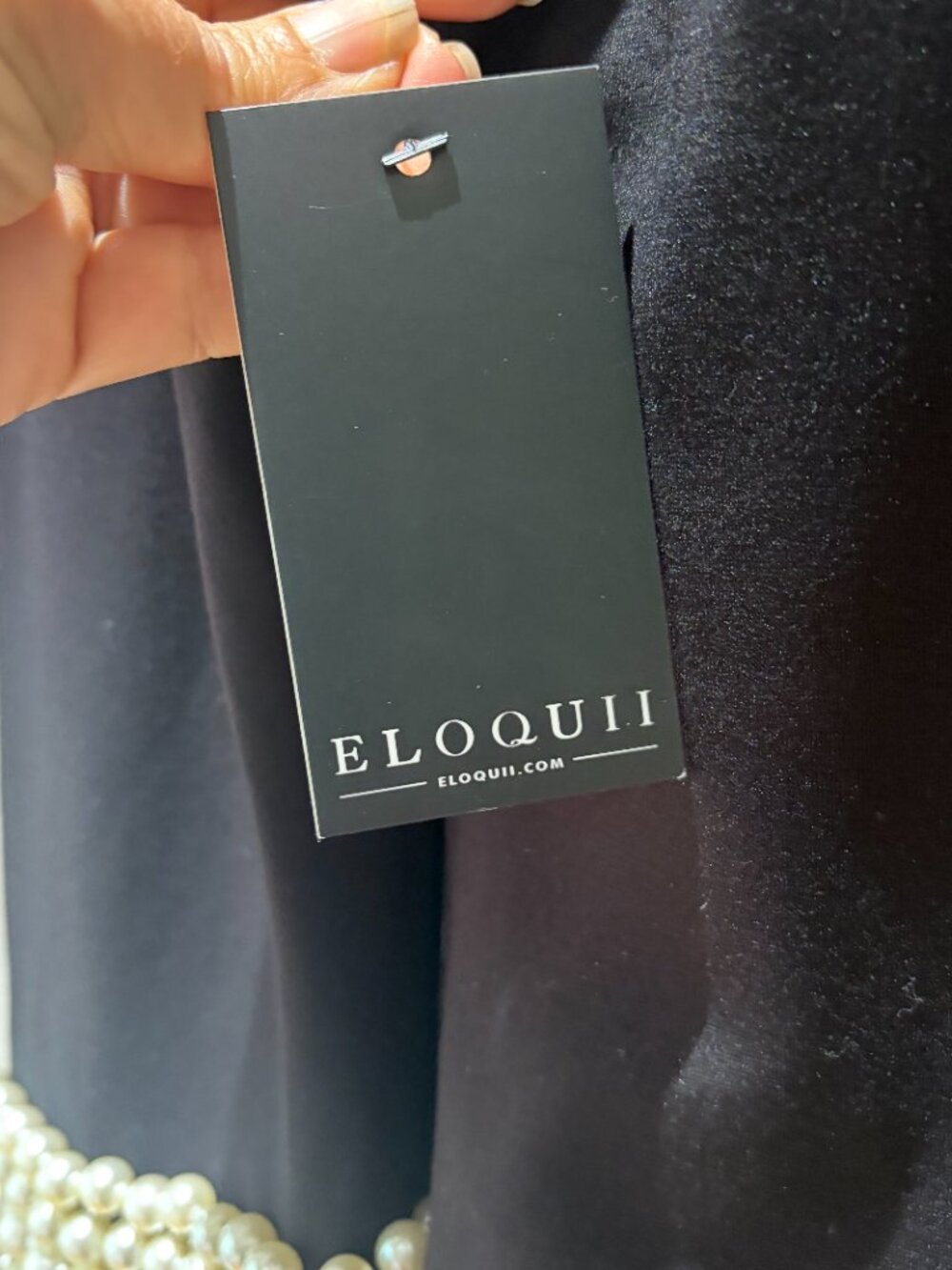 ELOQUII $139 Pearl Beaded Cuff Black Dress  Size 14 NWT - Picture 4 of 9